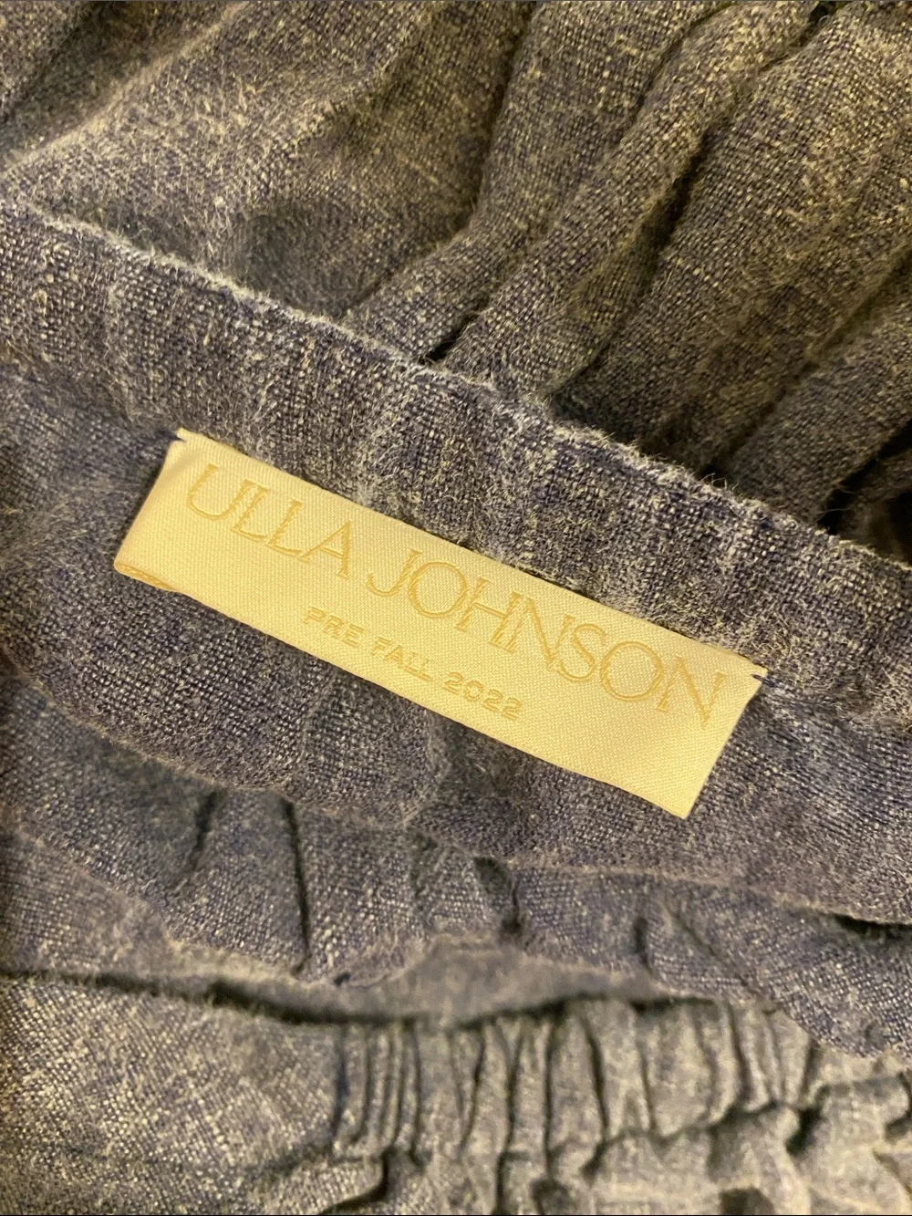 Ulla Johnson Navy Smocked Puff-Sleeve Button Top. Size 0